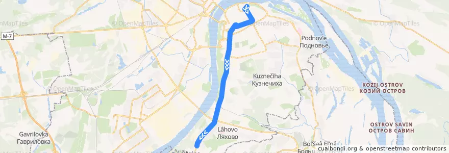 Mapa del recorrido Маршрутное такси 4: площадь Минина и Пожарского => Ипподром de la línea  en ニジニ・ノヴゴロド管区.