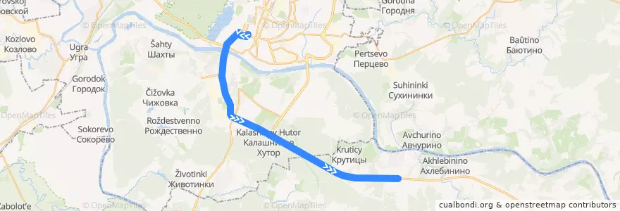 Mapa del recorrido Автобус №24: Рынок -> деревня Никольское de la línea  en Калужская область.