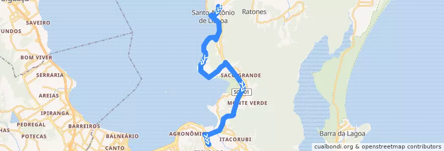 Mapa del recorrido Ônibus 846: Cacupé, TISAN => TITRI de la línea  en Florianópolis.