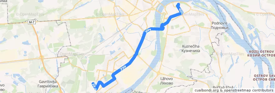 Mapa del recorrido Маршрутное такси 69: Космическая улица = > площадь Минина и Пожарского de la línea  en Nizhny Novgorod.