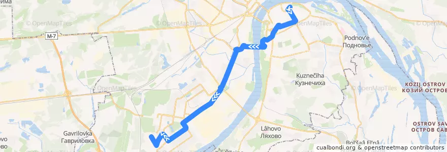 Mapa del recorrido Маршрутное такси 69: площадь Минина и Пожарского => Космическая улица de la línea  en Stadtkreis Nischni Nowgorod.