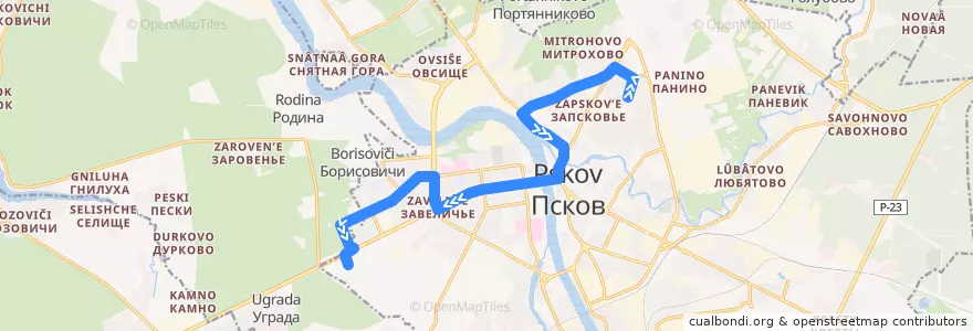 Mapa del recorrido Автобус №25 обратный de la línea  en Pskov.