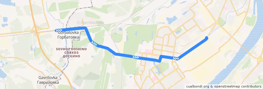 Mapa del recorrido Автобус 15: посёлок Ивановка => станция метро «Автозаводская» de la línea  en Stadtkreis Nischni Nowgorod.