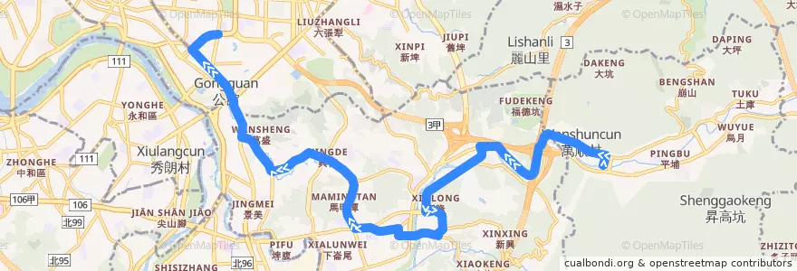 Mapa del recorrido 臺北市 236區間車 去程 (往公館) de la línea  en Taipei.