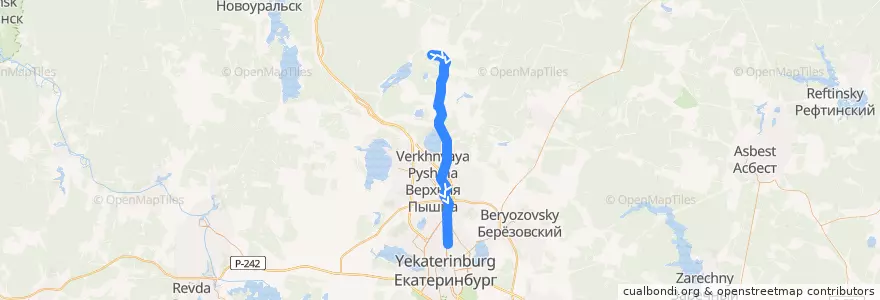 Mapa del recorrido Автобус 103. Кедровое - Екатеринбург de la línea  en городской округ Верхняя Пышма.