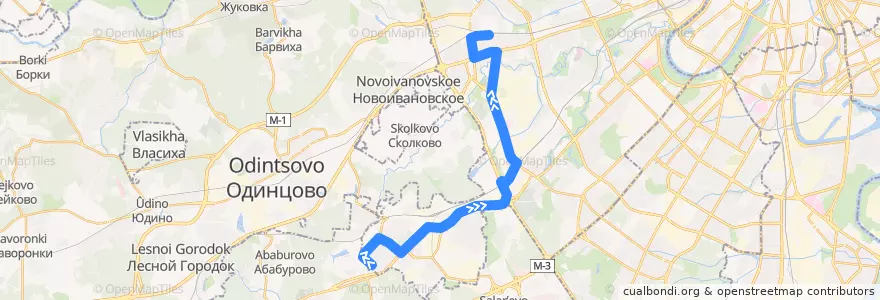 Mapa del recorrido Автобус 779: Улица Федосьино - Платформа Рабочий Посёлок de la línea  en Западный административный округ.