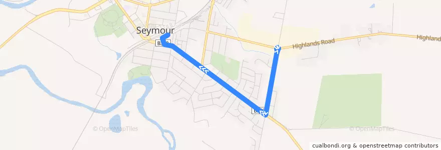 Mapa del recorrido Seymour (Highlands Road) - Seymour de la línea  en Shire of Mitchell.