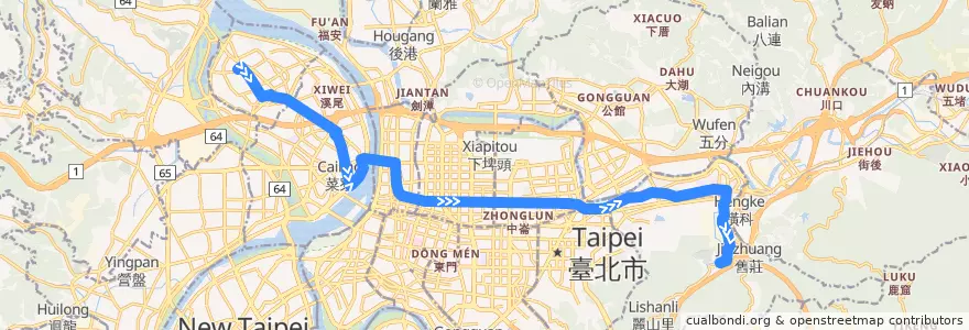 Mapa del recorrido 臺北市 306(三重) 蘆洲-凌雲五村 (往程) de la línea  en Nouveau Taipei.