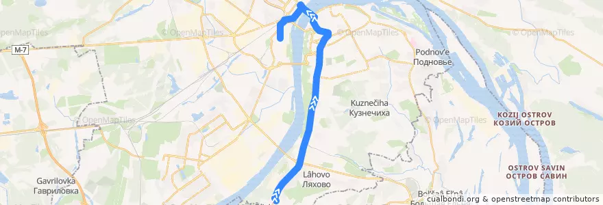 Mapa del recorrido Автобус 43: Автостанция «Щербинки» => улица Долгополова de la línea  en городской округ Нижний Новгород.