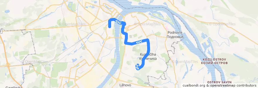 Mapa del recorrido Автобус 80: микрорайон «Цветы» => улица Долгополова de la línea  en Stadtkreis Nischni Nowgorod.