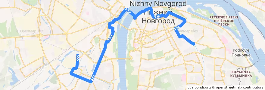 Mapa del recorrido Автобус 19: Дачная улица => Высоково de la línea  en Stadtkreis Nischni Nowgorod.
