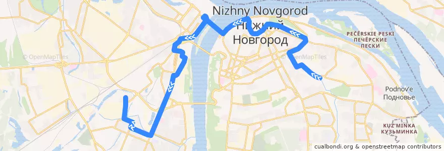 Mapa del recorrido Автобус 19: Высоково => Дачная улица de la línea  en Nizhny Novgorod.