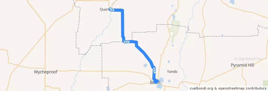 Mapa del recorrido Quambatook - Boort de la línea  en ولاية فيكتوريا.