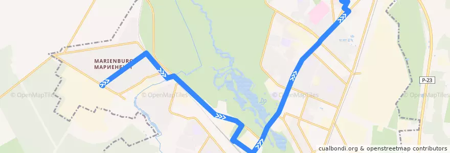 Mapa del recorrido Автобус № 3: завод "Ленинец" => Гипермаркет "О'кей" de la línea  en Гатчинское городское поселение.