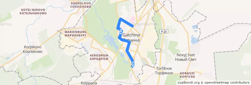 Mapa del recorrido Автобус № 27: Варшавский вокзал => Ингербургские ворота de la línea  en Гатчинское городское поселение.