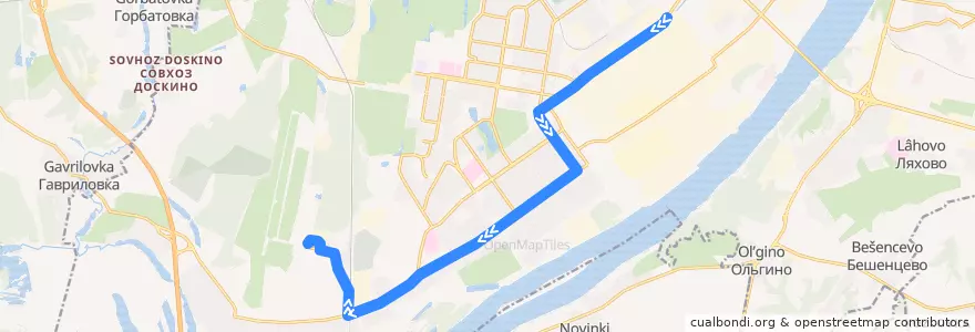 Mapa del recorrido Автобус 20: станция метро «Автозаводская» => Аэропорт de la línea  en ニジニ・ノヴゴロド管区.