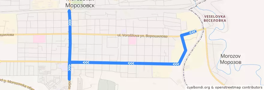 Mapa del recorrido Автобус №1 "Русавтопром-Ростов" de la línea  en Морозовское городское поселение.