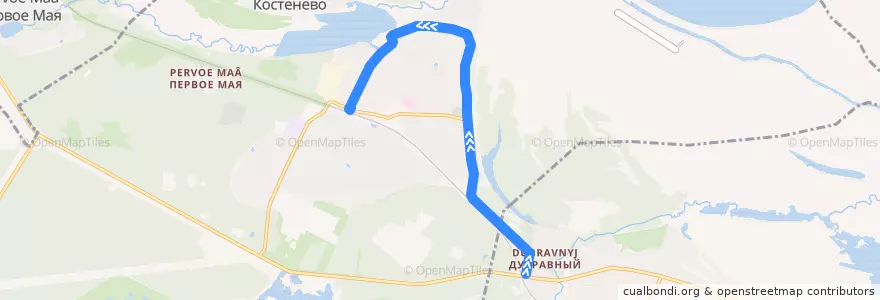 Mapa del recorrido Автобус 23: Дубравная => Большое Козино de la línea  en городское поселение Большое Козино.