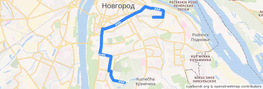 Mapa del recorrido Автобус 28: Щелоковский хутор => улица Усилова de la línea  en городской округ Нижний Новгород.