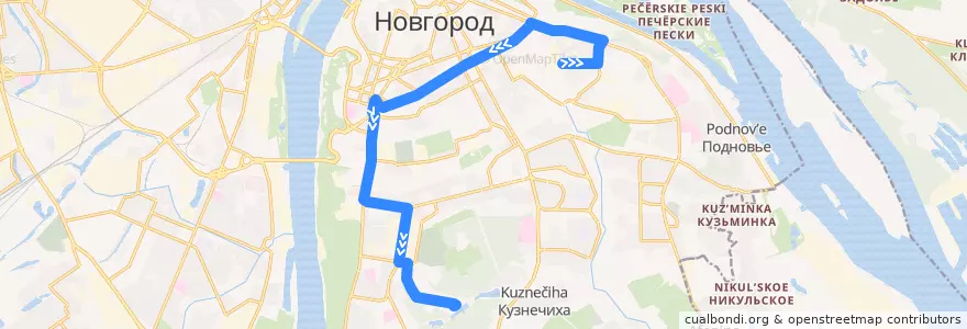 Mapa del recorrido Автобус 28: улица Усилова => Щелоковский хутор de la línea  en городской округ Нижний Новгород.