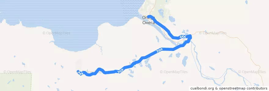 Mapa del recorrido Малошуйка — Онега de la línea  en Онежский район.