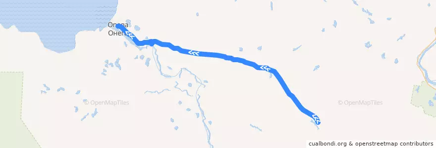 Mapa del recorrido Обозерская — Онега de la línea  en Oblast Archangelsk.