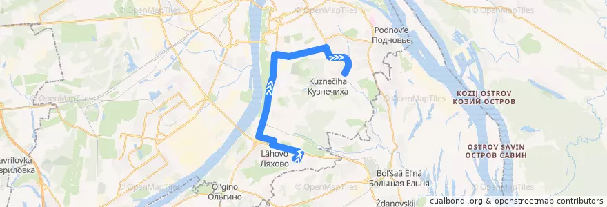 Mapa del recorrido Автобус 37: Ближнеконстантиново => микрорайон Кузнечиха-2 de la línea  en Nizhny Novgorod.