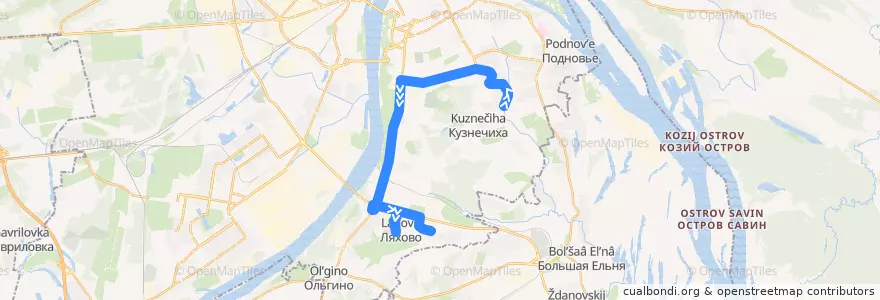 Mapa del recorrido Автобус 37: микрорайон Кузнечиха-2 => Ближнеконстантиново de la línea  en городской округ Нижний Новгород.