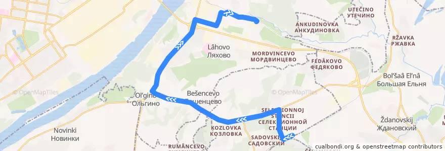 Mapa del recorrido Автобус 53: Берёзовый Клин => Черепичный посёлок de la línea  en Нижегородская область.