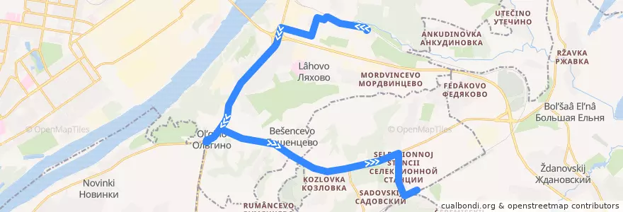 Mapa del recorrido Автобус 53: Черепичный посёлок => Берёзовый Клин de la línea  en Нижегородская область.