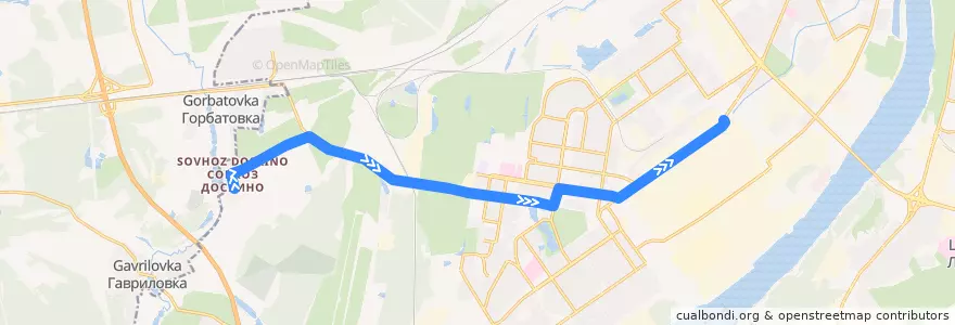 Mapa del recorrido Автобус 54: Доскино => станция метро «Автозаводская» de la línea  en Nizhny Novgorod.