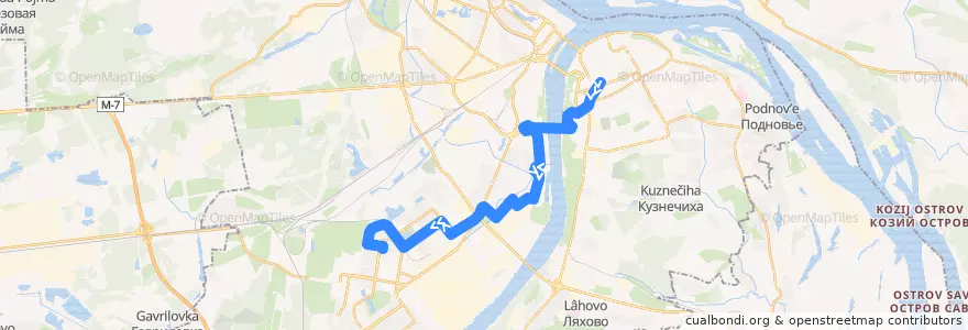 Mapa del recorrido Автобус 64: площадь Горького => Соцгород-2 de la línea  en городской округ Нижний Новгород.