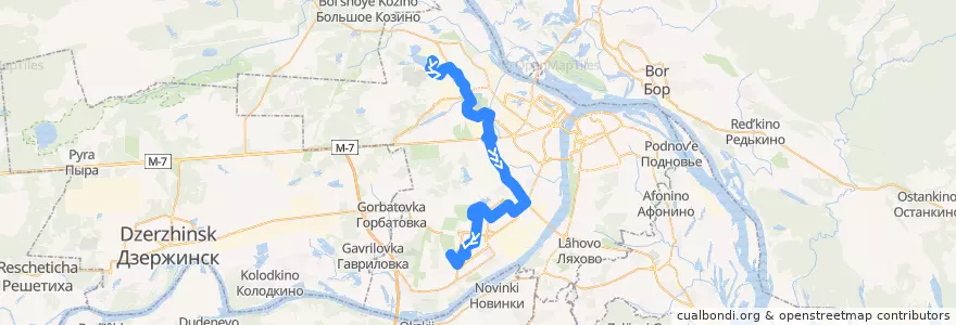 Mapa del recorrido Автобус 65: ЗКПД-4 => Космическая улица de la línea  en Stadtkreis Nischni Nowgorod.
