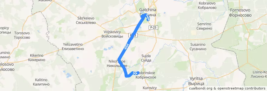 Mapa del recorrido Автобус № 516: Гатчина, Варшавский вокзал de la línea  en Гатчинский район.
