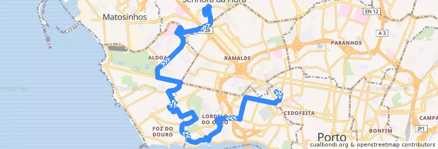 Mapa del recorrido 504: Boavista => Norteshopping de la línea  en Área Metropolitana do Porto.