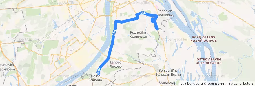 Mapa del recorrido Автобус 72: Автовокзал «Щербинки» => микрорайон Верхние Печёры de la línea  en городской округ Нижний Новгород.