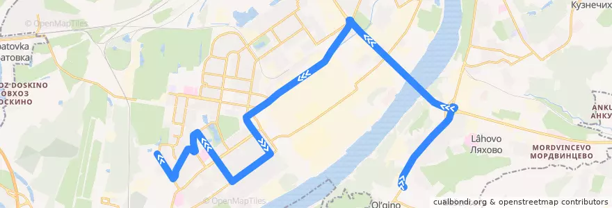 Mapa del recorrido Автобус 77: Автовокзал «Щербинки» => Космическая улица de la línea  en городской округ Нижний Новгород.