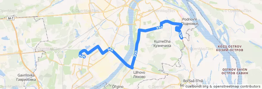 Mapa del recorrido Автобус 85: Соцгород-2 => микрорайон Верхние Печёры de la línea  en Stadtkreis Nischni Nowgorod.