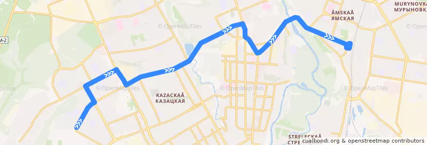 Mapa del recorrido Маршрут автобуса №77: "Улица Косухина - Железнодорожный вокзал" de la línea  en городской округ Курск.
