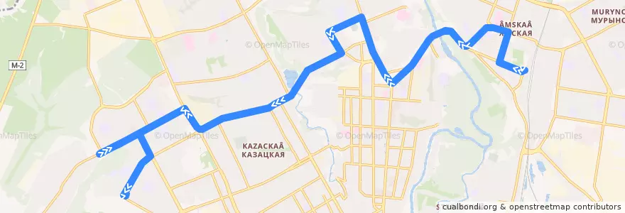 Mapa del recorrido Маршрут автобуса №77: "Железнодорожный вокзал - улица Косухина" de la línea  en Kursk.