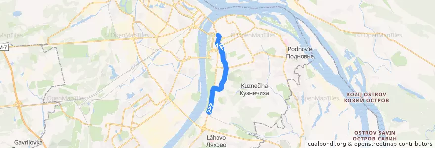 Mapa del recorrido Трамвай 5: Мыза => улица Маслякова de la línea  en городской округ Нижний Новгород.