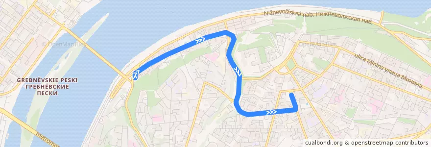 Mapa del recorrido Трамвай 11: Рождественская улица => Чёрный Пруд de la línea  en городской округ Нижний Новгород.