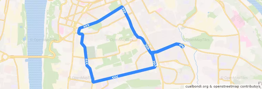 Mapa del recorrido Трамвай 18: Лапшиха => Лапшиха (по часовой стрелке) de la línea  en Stadtkreis Nischni Nowgorod.
