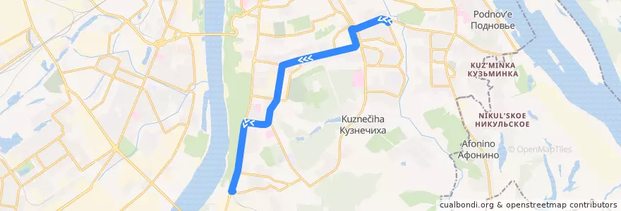 Mapa del recorrido Трамвай 19: Трамвайное депо №1 => Мыза de la línea  en Stadtkreis Nischni Nowgorod.