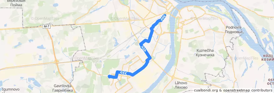 Mapa del recorrido Трамвай 417: Московский вокзал => 52-й квартал de la línea  en городской округ Нижний Новгород.