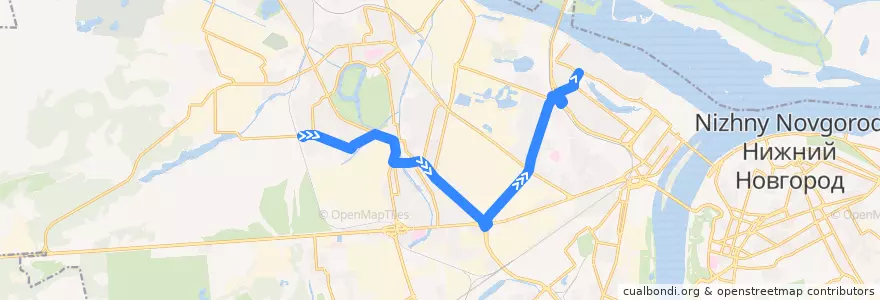 Mapa del recorrido Троллейбус 3: платформа Чаадаево => микрорайон Мещерское озеро de la línea  en Stadtkreis Nischni Nowgorod.