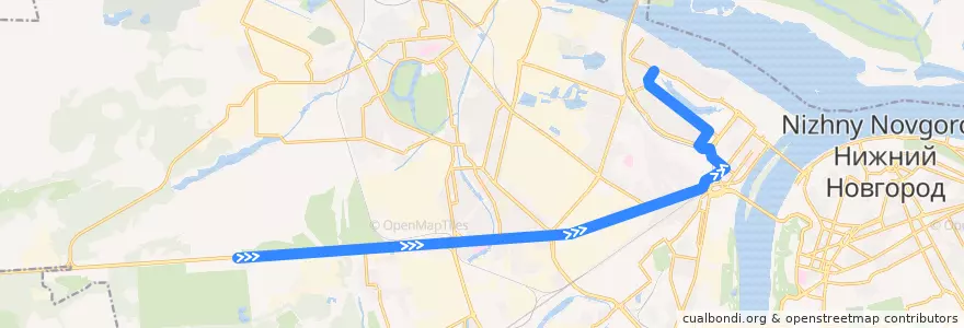 Mapa del recorrido Троллейбус 10: Авторынок «Московский» => микрорайон Мещерское ощеро de la línea  en Nizhny Novgorod.