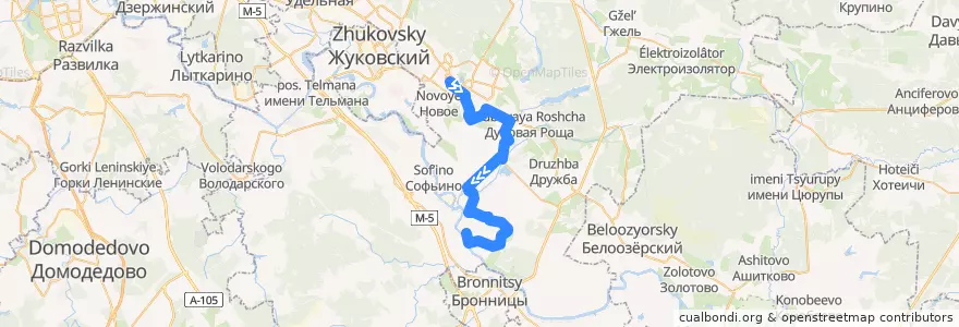Mapa del recorrido Автобус №25: Платформа Фабричная - Марково de la línea  en Раменский городской округ.