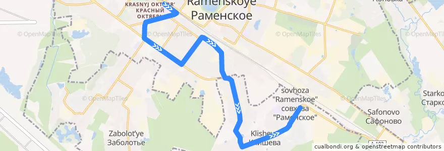 Mapa del recorrido Автобус 2: Платформа Фабричная - Совхоз de la línea  en Ramensky District.