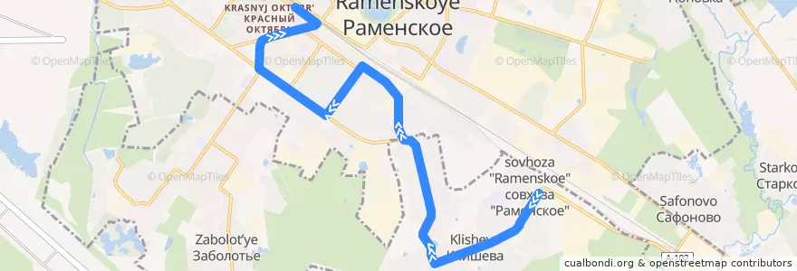 Mapa del recorrido Автобус 2: Совхоз - Платформа Фабричная de la línea  en Раменский городской округ.